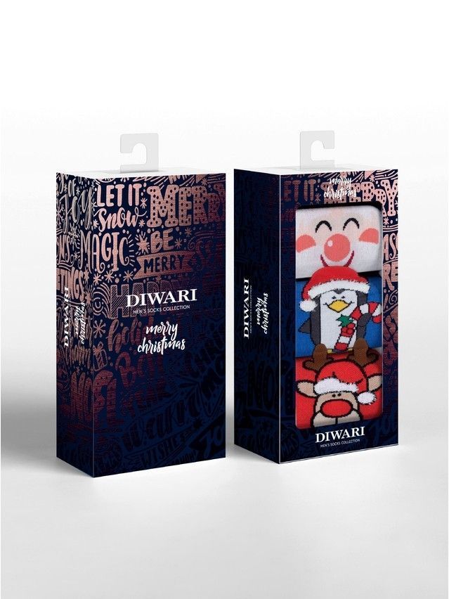 Носки мужские DW NEW YEAR (3 пары, коробочка) 21С-71СП; 21С-71СП; 19С-90СП, р.27-29, 813 ассорти - 1