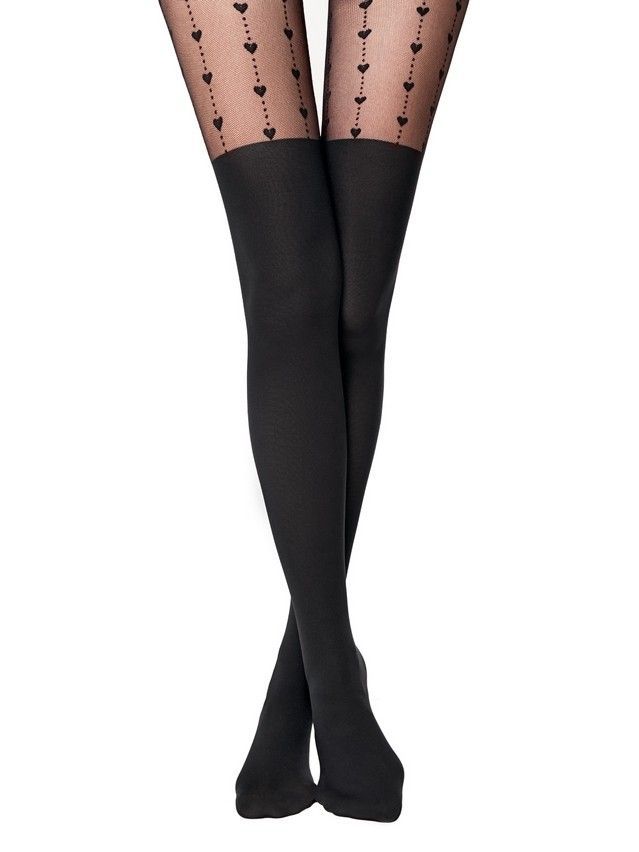 Колготки женские CE FANTASY HEARTS, р.2, nero - 4