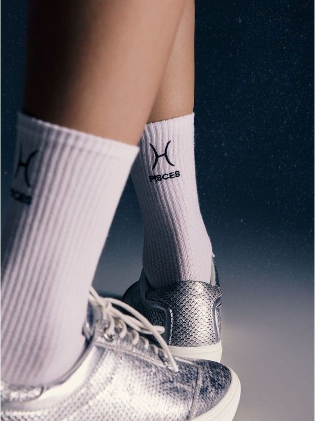 Носки женские хлопковые C FANTASY (с вышивкой) 24С-77СП, р.23-25, 635 белый - 1