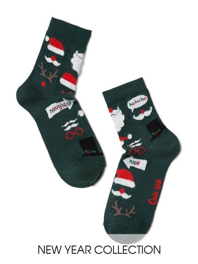 Children's socks CONTE-KIDS NEW YEAR, s.24-29, 378 dark green - 2