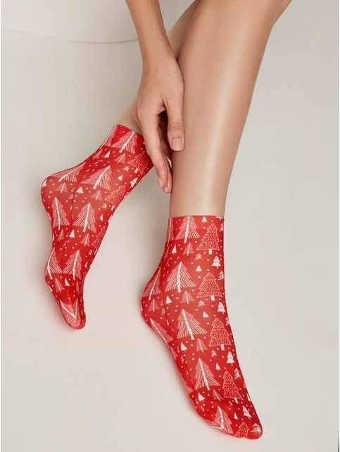 Новогодние носки с рисунком «Ёлочки»