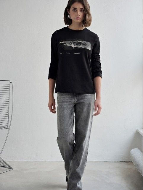 Лонгслив из хлопка с рисунком «Your eyes» LD 3287