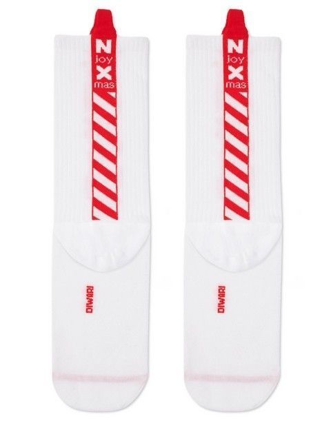 Удлиненные новогодние носки с пикотом-«язычком» «Xmas»