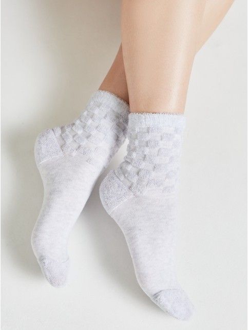 Махровые носки из хлопка с объемными рисунками «квадраты» COMFORT