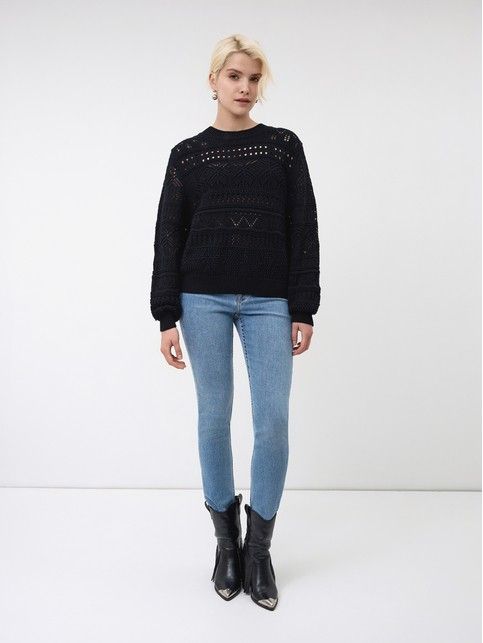 Укороченный джемпер объёмного силуэта с хлопком LDK 24111