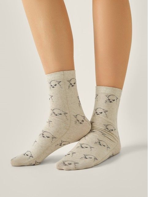 Носки со льном из лимитированной коллекции BEST FRIENDS «Чихуахуа», модель 744