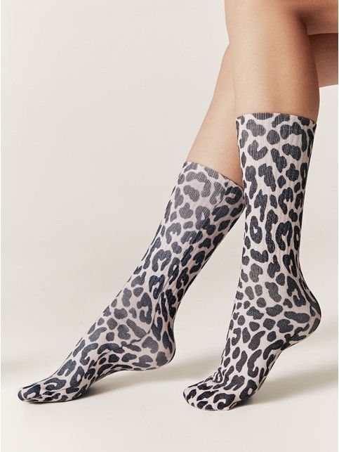 Удлиненные носки из лимитированной коллекции с анималистичным принтом, модель 622