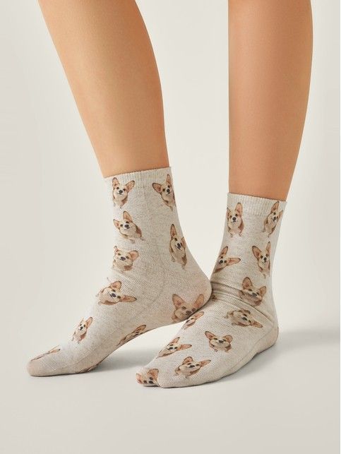 Носки со льном из лимитированной коллекции BEST FRIENDS «Корги»