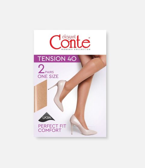 Tight elastic knee socks TENSION 40 (2 pairs per pack) - buy in the online store Conte