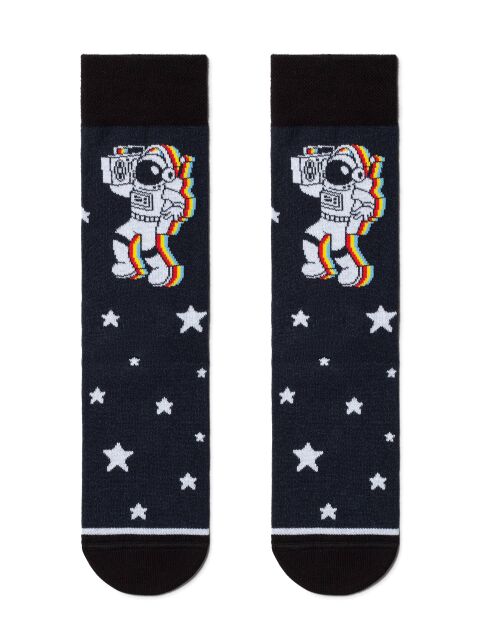 Хлопковые носки HAPPY с рисунком «Космос» - купить в интернет-магазине Conte