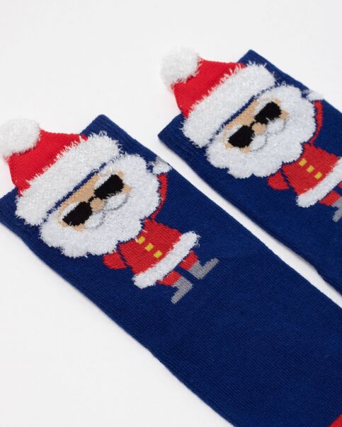 Новогодние синие носки с рисунком "Санта" - купить в интернет-магазине Conte