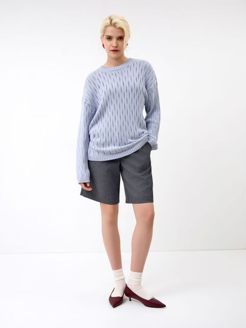 Ажурный джемпер свободного силуэта из пряжи с хлопком LDK 24119 - купить в интернет-магазине Conte