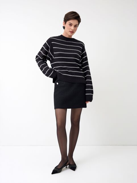 Джемпер объёмного силуэта в полоску из пряжи с хлопком LDK 24114 - купить в интернет-магазине Conte