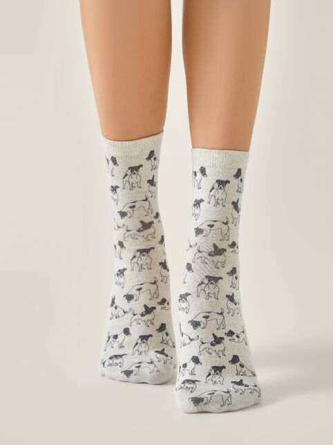 Носки со льном из лимитированной коллекции BEST FRIENDS «Джек-рассел-терьер» - купить в интернет-магазине Conte