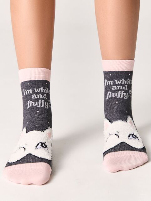Хлопковые носки TIP-TOP с пушистым рисунком "Котик" - купить в интернет-магазине Conte
