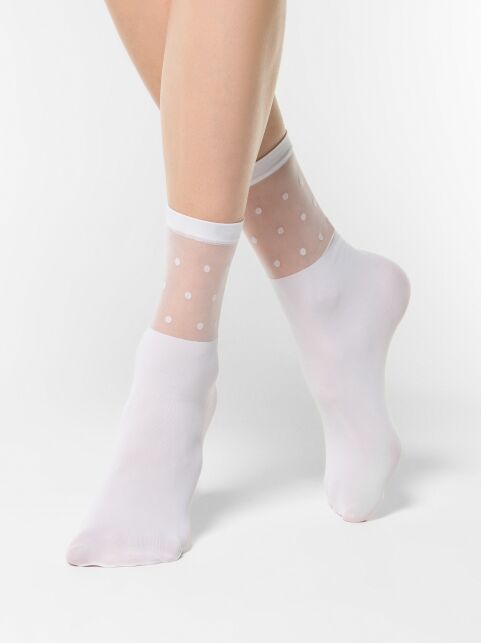 Удлиненные носки с прозрачным верхом FANTASY в горошек Удлиненные носки с прозрачным верхом FANTASY в горошек - купить в интернет-магазине Conte