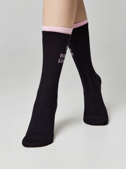 Удлиненные носки из хлопка в рубчик с надписью «Ножки богини» - купить в интернет-магазине Conte