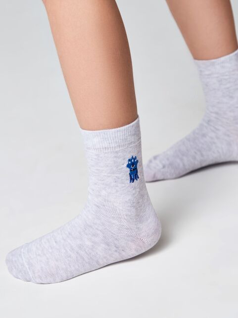 Однотонные носки из хлопка с вышивкой, модель 515 - купить в интернет-магазине Conte