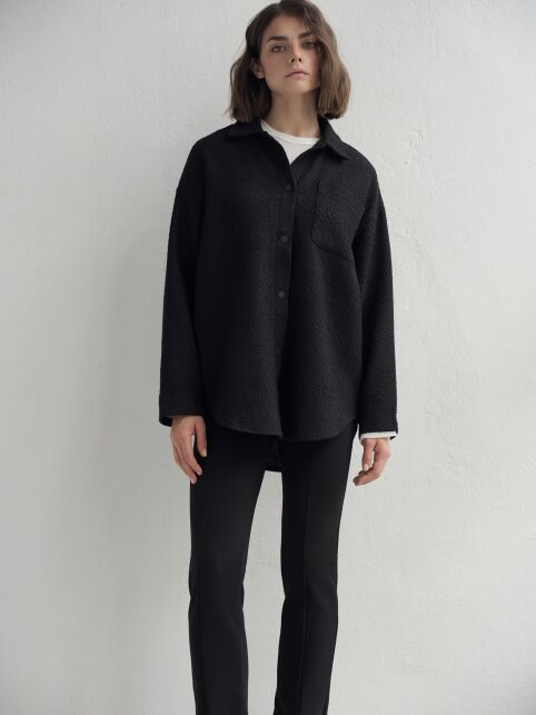 Рубашка черная из фактурного твида LRU 3268 - купить в интернет-магазине Conte