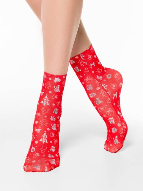 Новогодние носки с рисунком «Зимняя сказка» - купить в интернет-магазине Conte