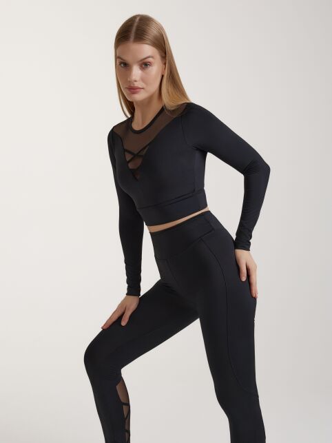 Укороченный спортивный джемпер со вставкой из сетки LD 3097 - купить в интернет-магазине Conte