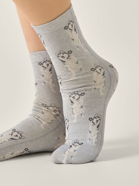 Носки со льном из лимитированной коллекции BEST FRIENDS «Хаски» - купить в интернет-магазине Conte