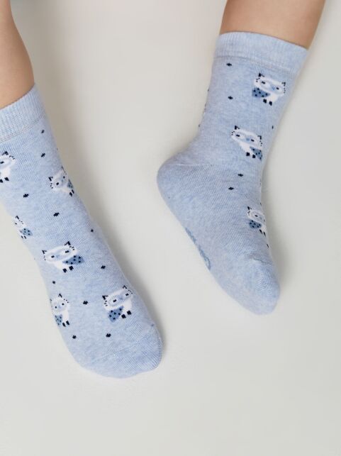 Махровые голубые носки SOF-TIKI с рисунком «котята» - купить в интернет-магазине Conte