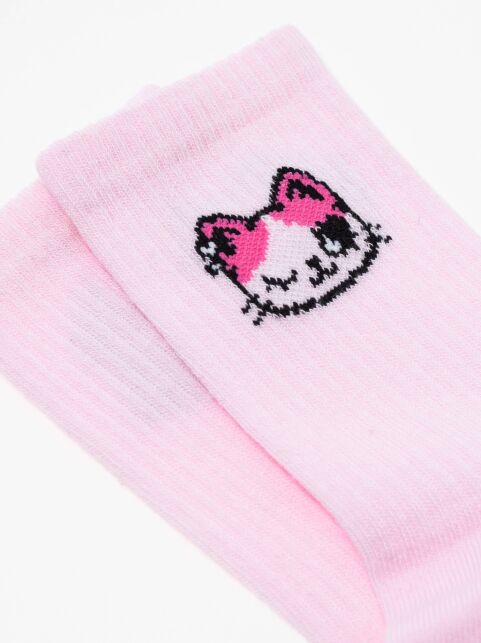 Удлиненные носки из хлопка в рубчик с рисунком "Kitty" - купить в интернет-магазине Conte