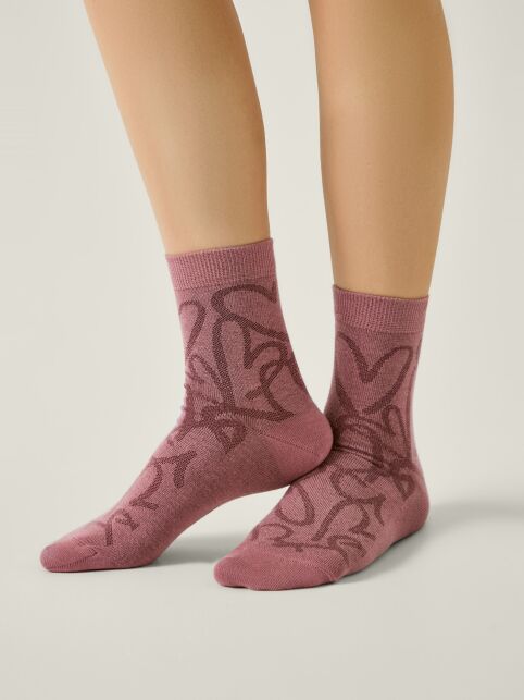 Классические хлопковые носки с рисунком «сердечки» - купить в интернет-магазине Conte