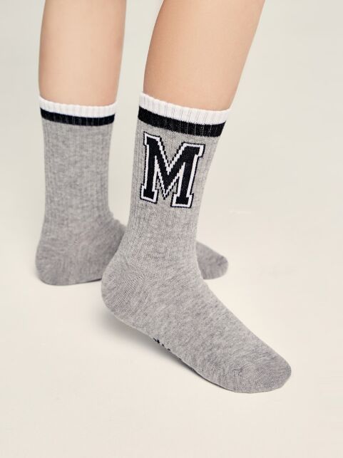 Удлиненные носки из хлопка в рубчик с рисунком "Letter" - купить в интернет-магазине Conte