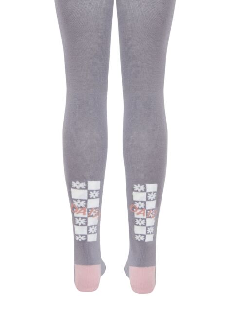 Хлопковые серые колготки TIP-TOP с рисунком "цветочки" - купить в интернет-магазине Conte