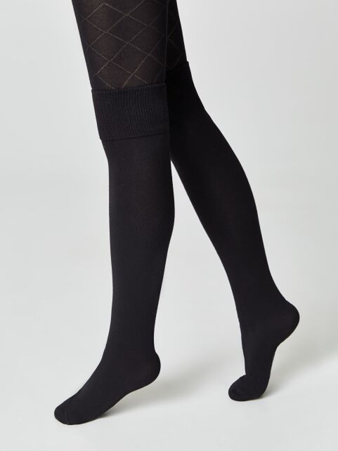 Колготки из хлопка с рисунком «ромбы» и имитацией гольфинов - купить в интернет-магазине Conte