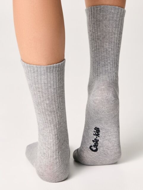 Удлиненные детские носки из хлопка в рубчик - купить в интернет-магазине Conte