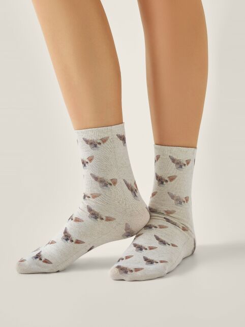 Носки со льном из лимитированной коллекции BEST FRIENDS «Чихуахуа», модель 748 - купить в интернет-магазине Conte