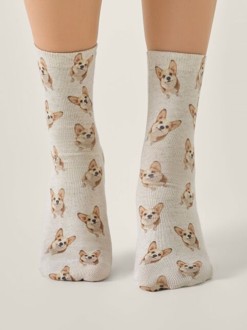 Носки со льном из лимитированной коллекции BEST FRIENDS «Корги» - купить в интернет-магазине Conte