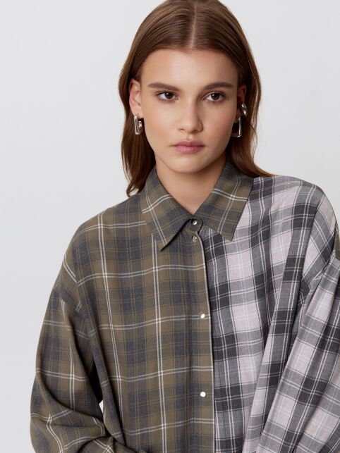 Двухцветная рубашка из вискозы в клетку LRU 3464 - купить в интернет-магазине Conte