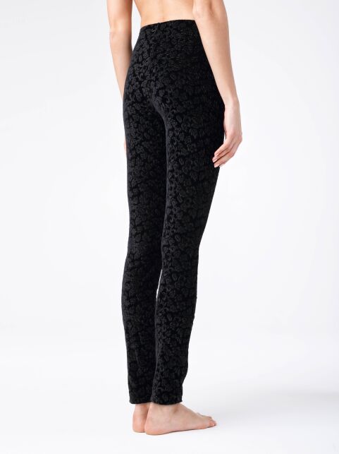 Velvet leggings with a floral print ADELINA - buy in the online store Conte