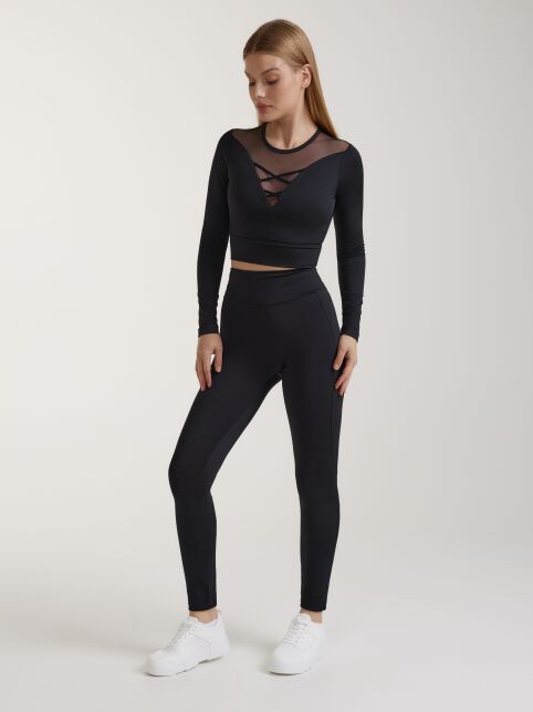 Спортивные леггинсы со вставками из сетки и эластичными лентами LLG 3095 - купить в интернет-магазине Conte