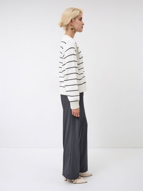 Джемпер объёмного силуэта в полоску из пряжи с хлопком LDK 24114 - купить в интернет-магазине Conte