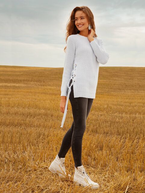 Modeling eco-friendly jeans super skinny with a high fit CON-171 Lycra® - buy in the online store Conte