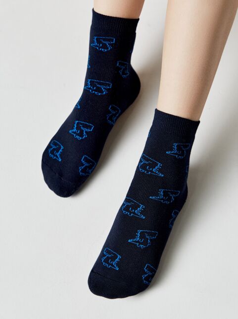 Махровые темно-синие носки SOF-TIKI с рисунком «Динозавры» - купить в интернет-магазине Conte