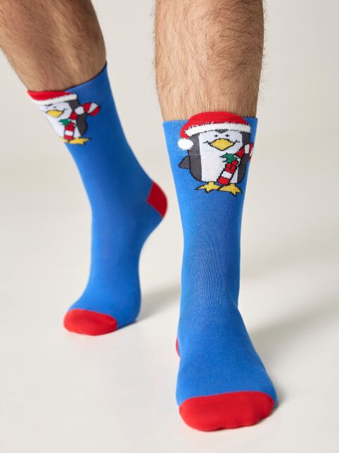 Новогодние мужские носки с пикотом «Пингвин» - купить в интернет-магазине Conte