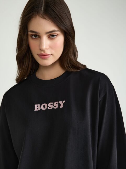 Футболка из хлопка с рисунком «Bossy» LD 3035 Футболка из хлопка с рисунком «Bossy» LD 3035 - купить в интернет-магазине Conte