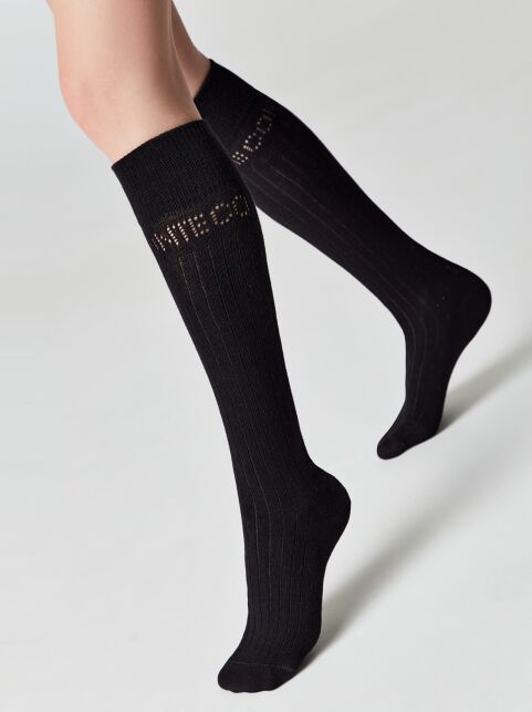 Гольфы из хлопка в ажурные ромбы и отсылкой к логотипу бренда, модель 006 - купить в интернет-магазине Conte