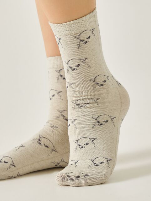 Носки со льном из лимитированной коллекции BEST FRIENDS «Чихуахуа», модель 744 - купить в интернет-магазине Conte