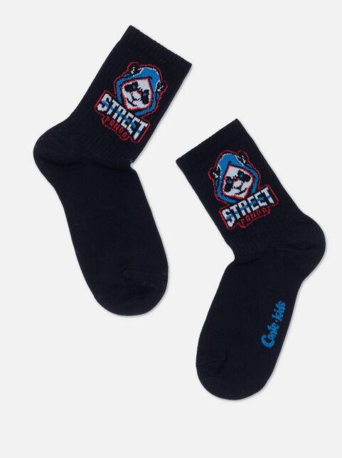 Удлиненные носки из хлопка в рубчик с рисунком "Панда" - купить в интернет-магазине Conte