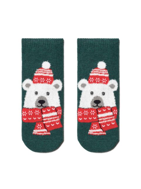 Christmas socks "White bear" with a terry foot and fashionable decor - buy in the online store Conte