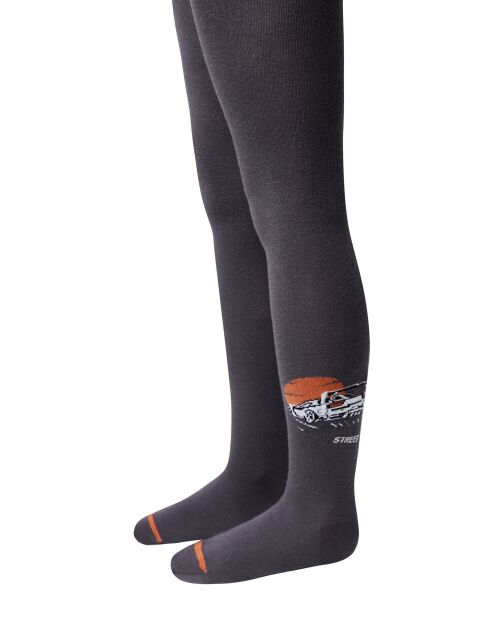 Хлопковые колготки TIP-TOP темно серые с рисунком "гонка" - купить в интернет-магазине Conte