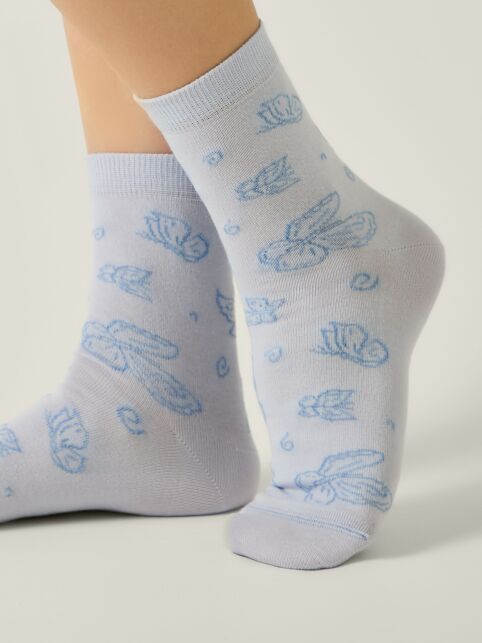 Классические хлопковые носки с рисунком «бабочки» - купить в интернет-магазине Conte