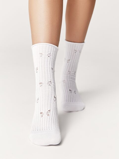 Хлопковые носки с ажурным рисунком «бабочки» - купить в интернет-магазине Conte